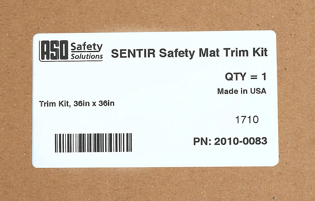 ASO Safety Solutions contact mat trim kit, aluminum. For use with 36 x 36in safety mats. Includes (4) trim corners and (4) mat trim pieces.-2010-0083