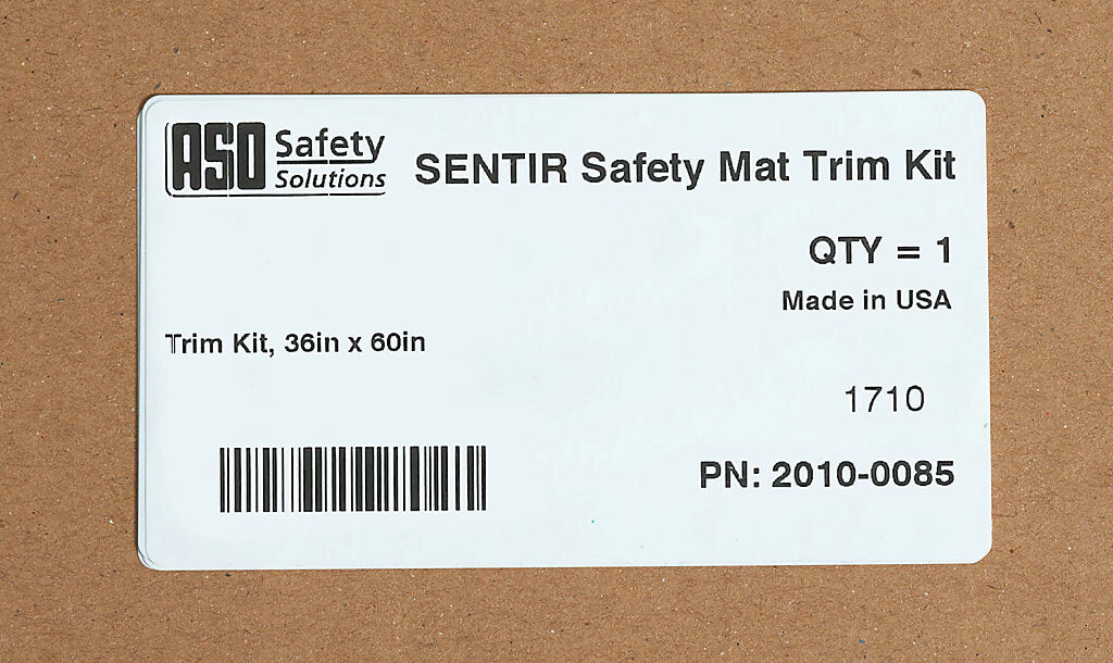 ASO Safety Solutions contact mat trim kit, aluminum. For use with 36 x 60in safety mats. Includes (4) trim corners and (4) mat trim pieces.-2010-0085