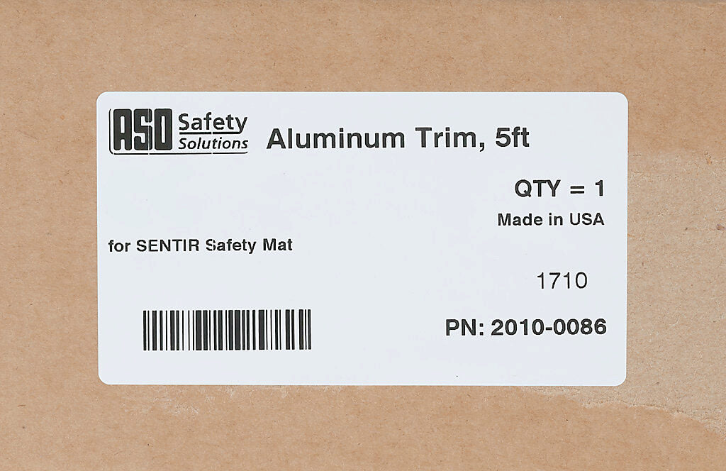 ASO Safety Solutions contact mat trim, aluminum, 5ft length. For use with safety contact mats.-2010-0086