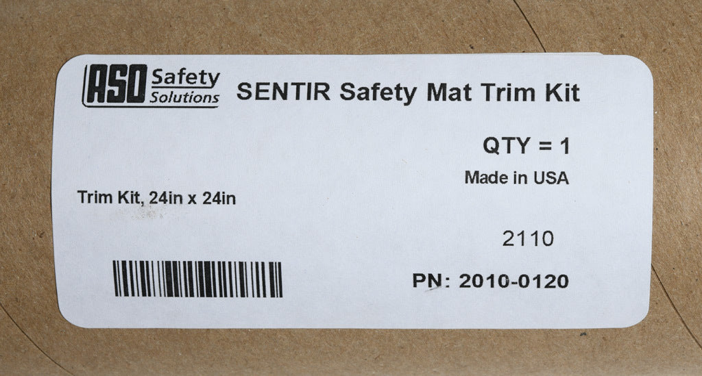 ASO Safety Solutions contact mat trim kit, aluminum. For use with 24 x 24in safety mats. Includes (4) trim corners and (4) mat trim pieces.-2010-0120