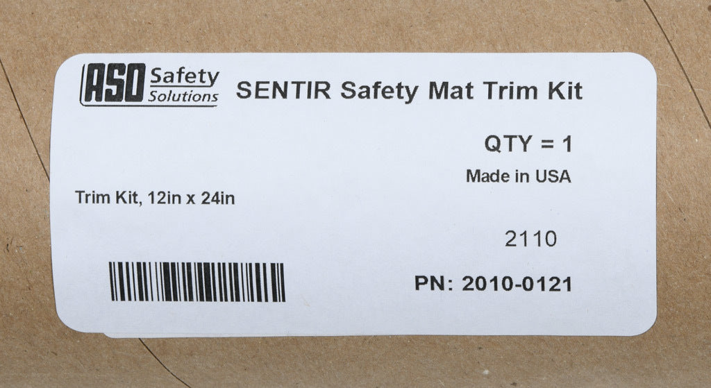 ASO Safety Solutions contact mat trim kit, aluminum. For use with 12 x 24in safety mats. Includes (4) trim corners and (4) mat trim pieces.-2010-0121