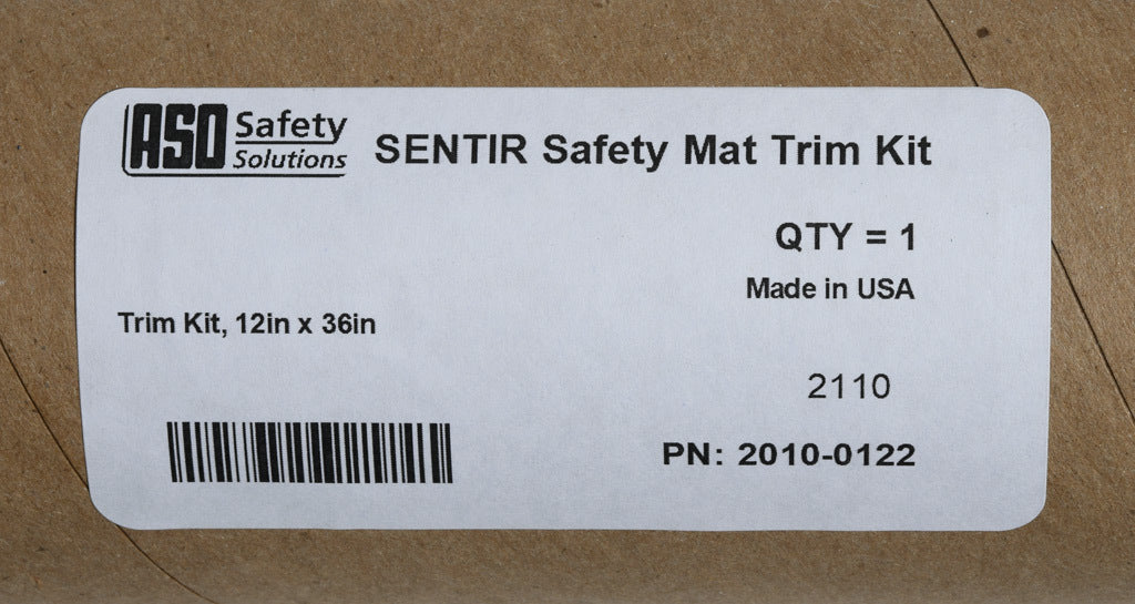 ASO Safety Solutions contact mat trim kit, aluminum. For use with 12 x 36in safety mats. Includes (4) trim corners and (4) mat trim pieces.-2010-0122
