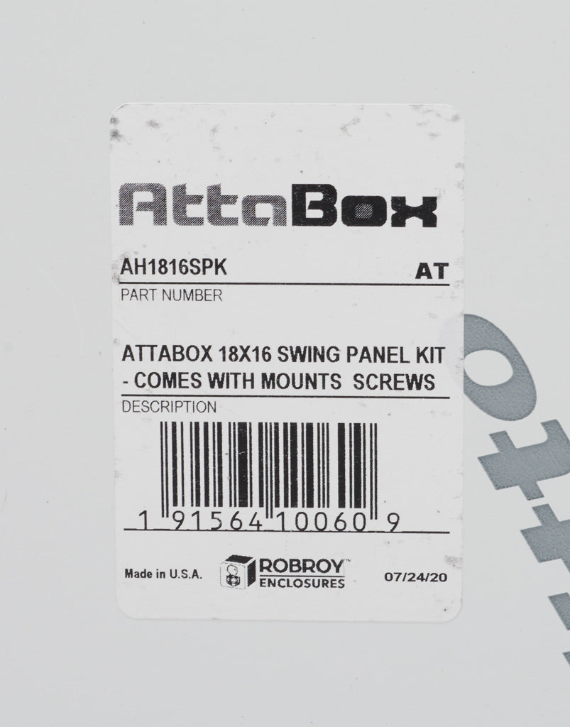 AttaBox swing panel kit, 3003-H14 aluminum. For use with AH18164xxx and AHxx181610xxx Heartland series enclosures.-AH1816SPK