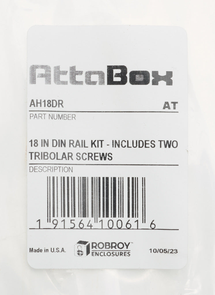 AttaBox DIN rail, slotted, 35mm width, 7mm height, 16.7in length, plated steel. For use with AHxx1816xxxx Heartland series enclosures.-AH18DR