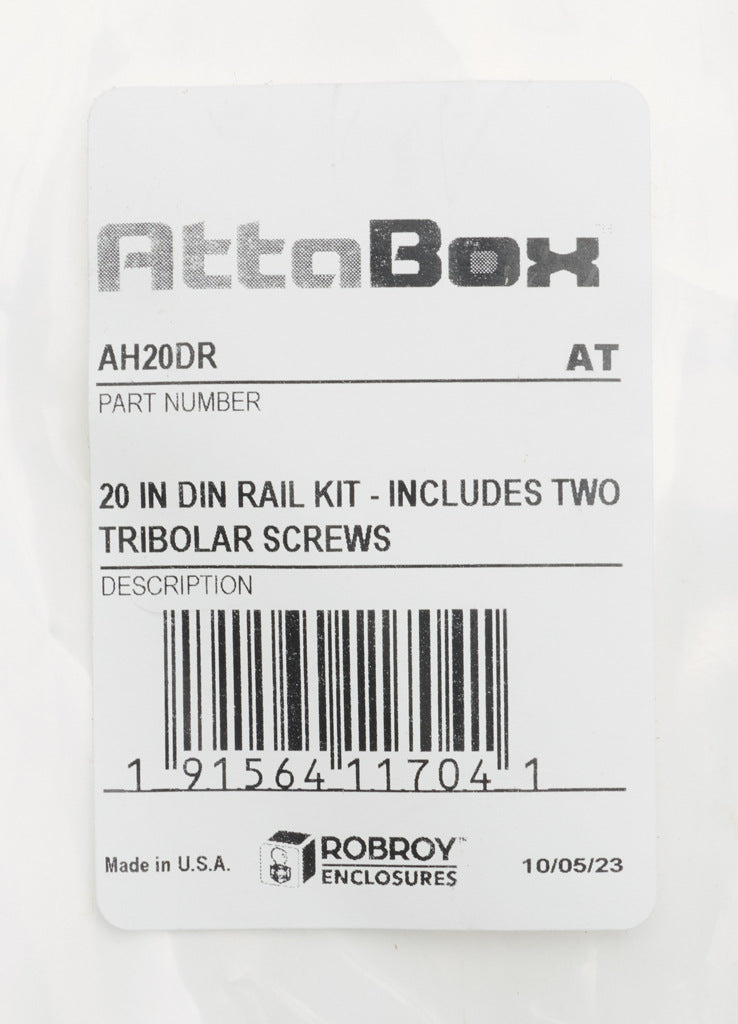 AttaBox DIN rail, slotted, 35mm width, 7mm height, 18.6in length, plated steel. For use with AHxx2016xxx Heartland series enclosures.-AH20DR