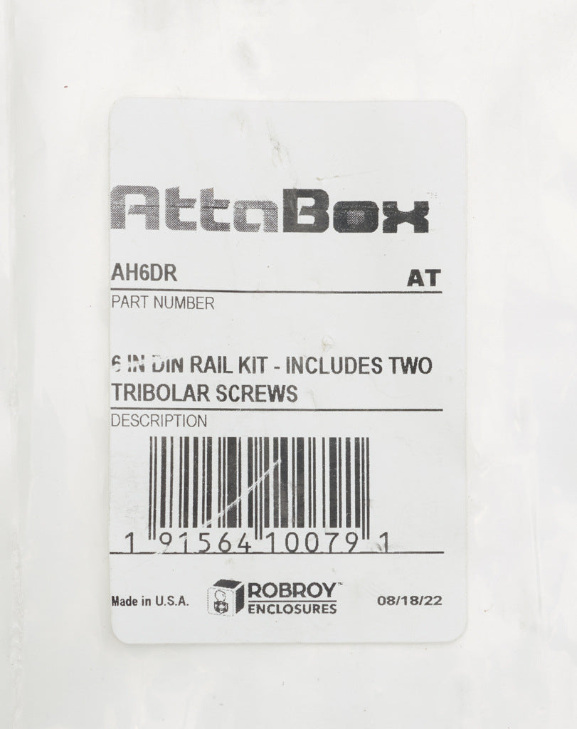 AttaBox DIN rail, slotted, 35mm width, 7mm height, 4.9in length, plated steel. For use with AHx664xxx and AHx864xxx Heartland series enclosures.-AH6DR