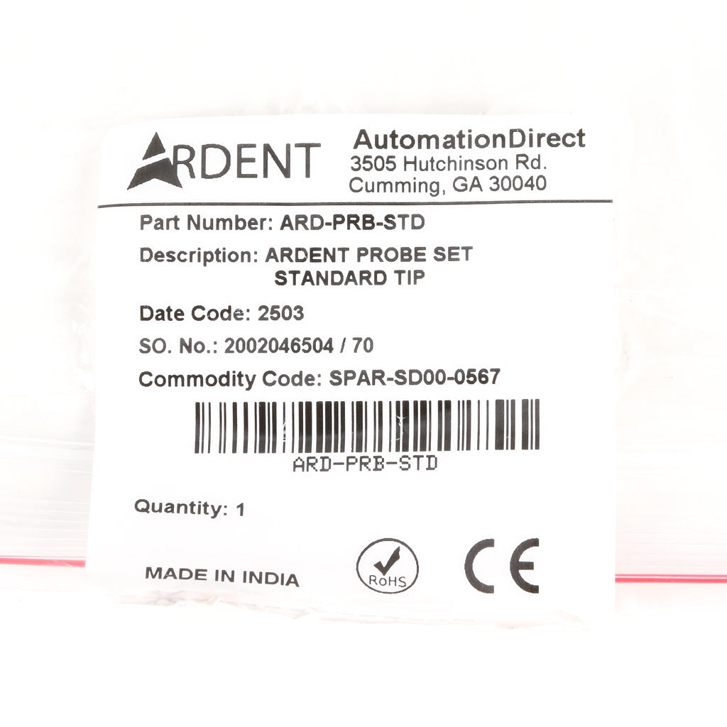 ARDENT test lead set, replacement, CAT IV 600V/CAT lll 1000V, 48in length. For use with all ARDENT multimeters and clamp meters. Standard tip CATIV 600V probe covers included.-ARD-PRB-STD