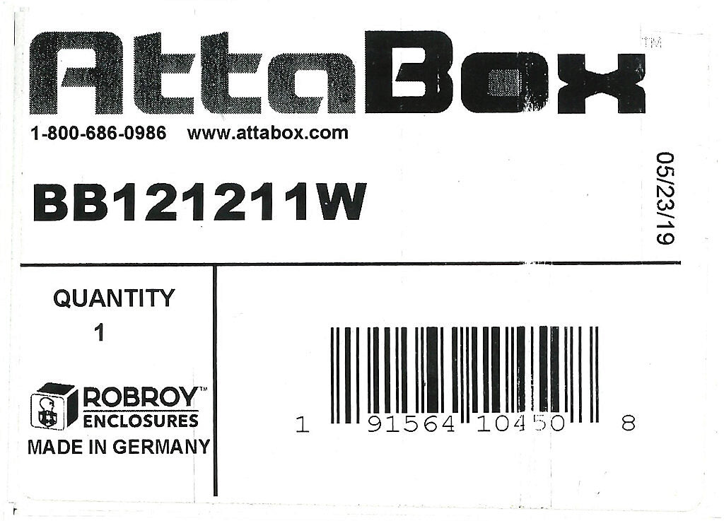 AttaBox BantamBox series enclosure, NEMA 1/3R/4/4X/12, 122 x 120 x 105mm (HxWxD), polycarbonate, RAL 7035 light gray, screw cover, purchase subpanel separately.-BB121211W