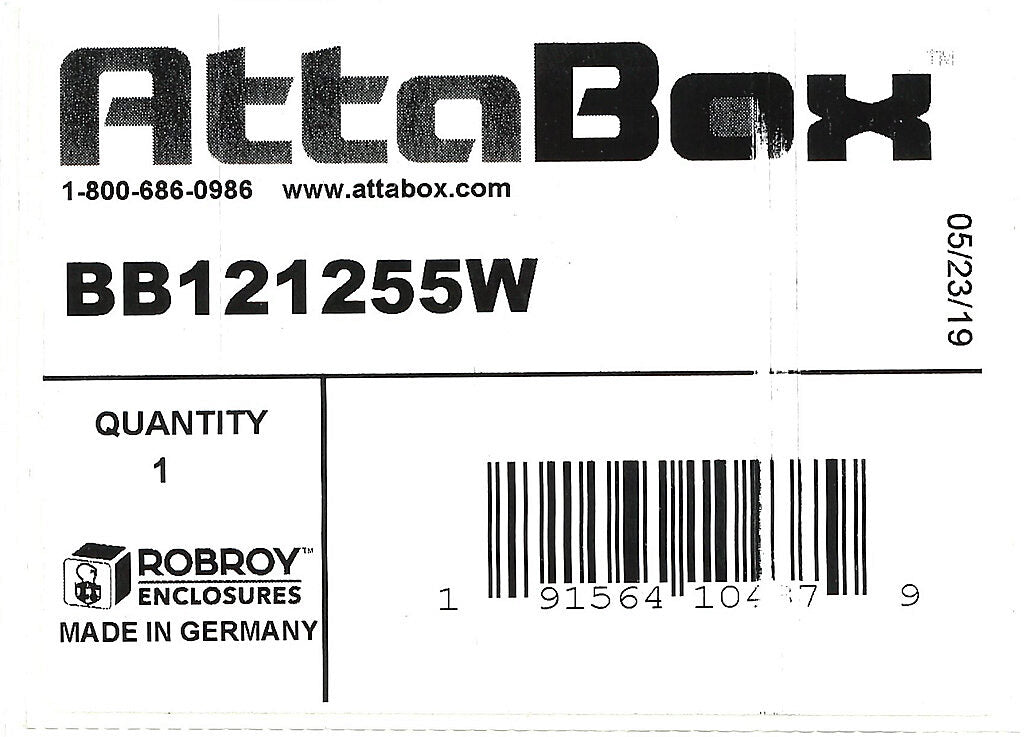 AttaBox BantamBox series enclosure, NEMA 1/3R/4/4X/12, 122 x 120 x 55mm (HxWxD), polycarbonate, RAL 7035 light gray, screw cover, purchase subpanel separately.-BB121255W