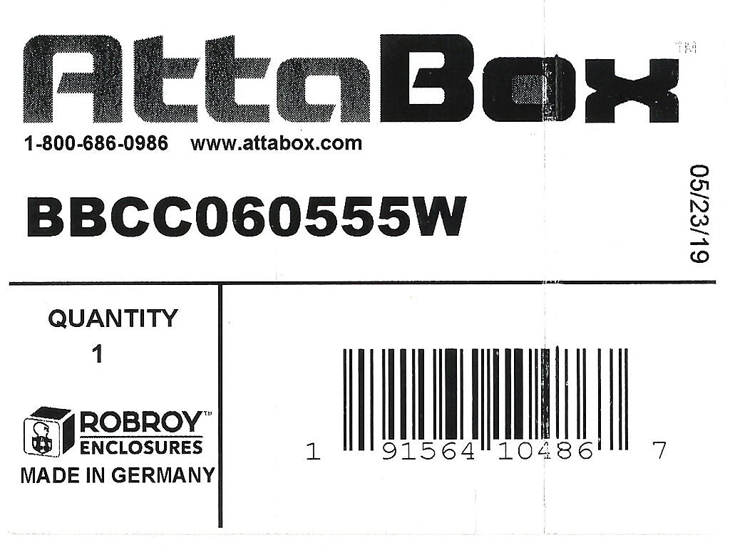 AttaBox BantamBox series enclosure, NEMA 1/3R/4/4X/12, 65 x 50 x 55mm (HxWxD), polycarbonate, RAL 7035 light gray, clear polycarbonate screw cover.-BBCC060555W