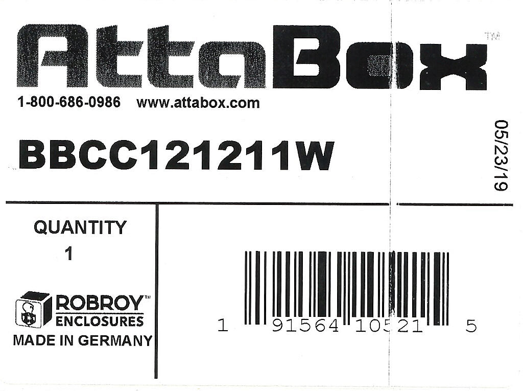 AttaBox BantamBox series enclosure, NEMA 1/3R/4/4X/12, 122 x 120 x 105mm (HxWxD), polycarbonate, RAL 7035 light gray, clear polycarbonate screw cover, purchase subpanel separately.-BBCC121211W