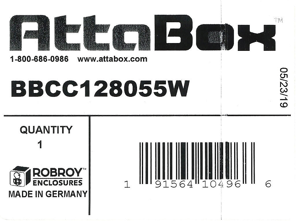 AttaBox BantamBox series enclosure, NEMA 1/3R/4/4X/12, 120 x 80 x 55mm (HxWxD), polycarbonate, RAL 7035 light gray, clear polycarbonate screw cover, purchase subpanel separately.-BBCC128055W