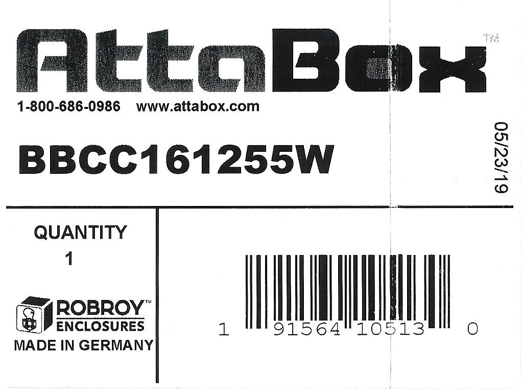 AttaBox BantamBox series enclosure, NEMA 1/3R/4/4X/12, 160 x 120 x 55mm (HxWxD), polycarbonate, RAL 7035 light gray, clear polycarbonate screw cover, purchase subpanel separately.-BBCC161255W
