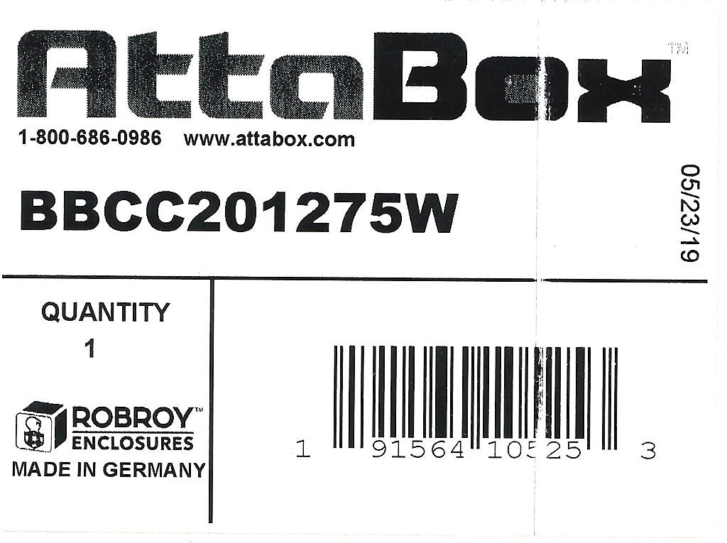 AttaBox BantamBox series enclosure, NEMA 1/3R/4/4X/12, 200 x 120 x 75mm (HxWxD), polycarbonate, RAL 7035 light gray, clear polycarbonate screw cover, purchase subpanel separately.-BBCC201275W