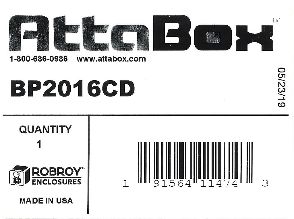 AttaBox subpanel, carbon steel, white, powder coat finish. For use with 20x16 (HxW) FD2016 Triton series disconnect enclosures.-BP2016CD