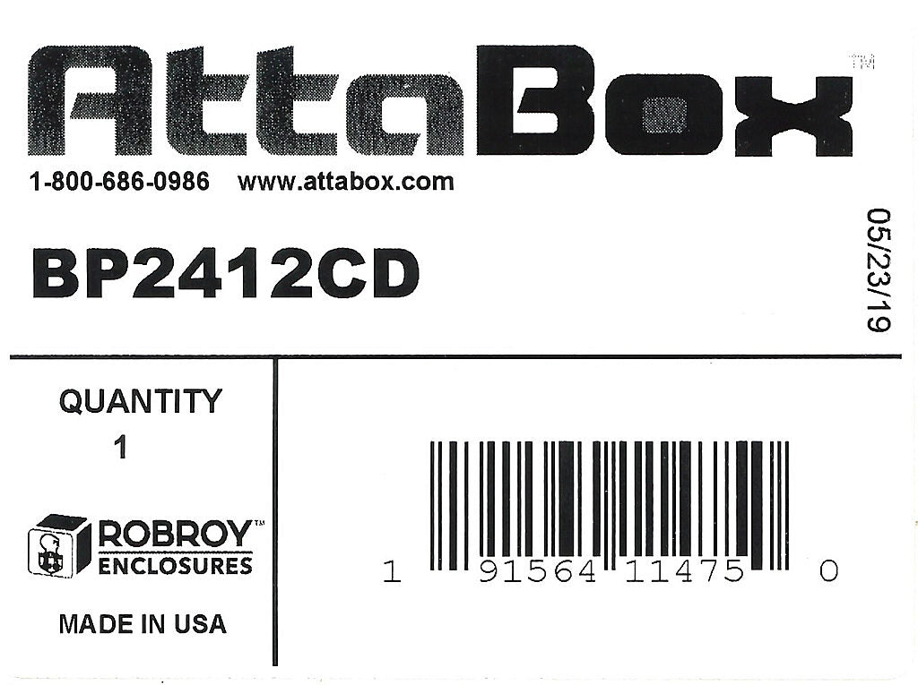 AttaBox subpanel, carbon steel, white, powder coat finish. For use with 24x12 (HxW) FD2412 Triton series disconnect enclosures.-BP2412CD