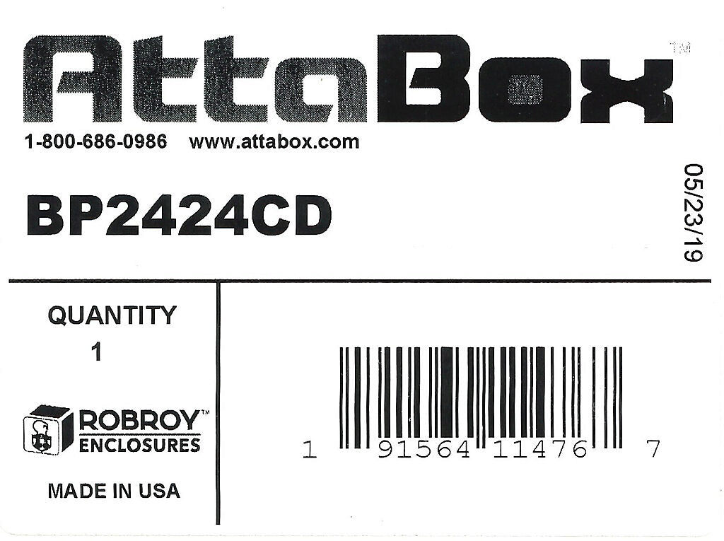 AttaBox subpanel, carbon steel, white, powder coat finish. For use with 24x24 (HxW) FD2424 Triton series disconnect enclosures.-BP2424CD