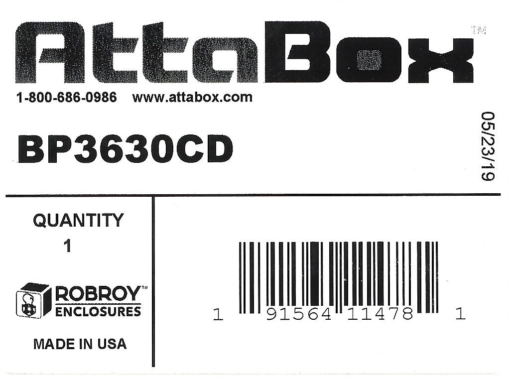AttaBox subpanel, carbon steel, white, powder coat finish. For use with 36x30 (HxW) FD3630 Triton series disconnect enclosures.-BP3630CD