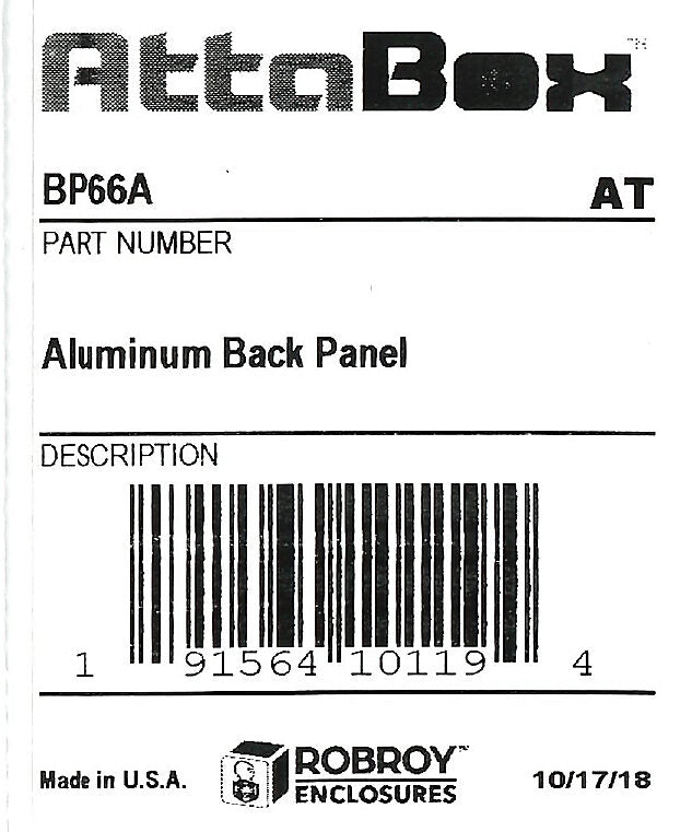 AttaBox subpanel, 3003-H14 aluminum. For use with AHx664xxx Heartland series enclosures.-BP66A