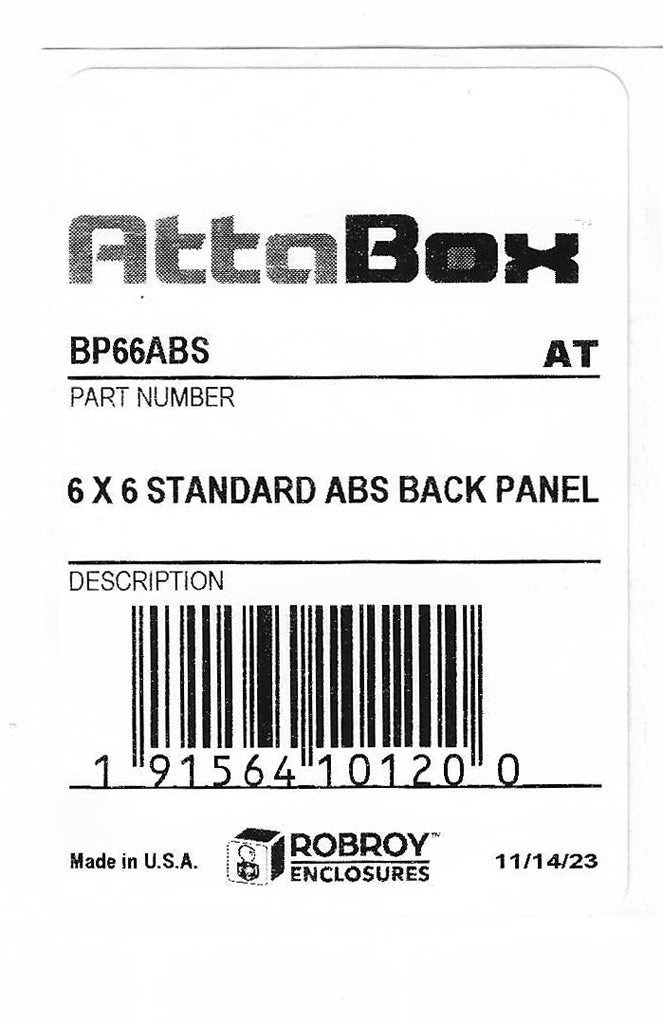 AttaBox subpanel, ABS plastic, black. For use with AHx664xxx Heartland series enclosures.-BP66ABS