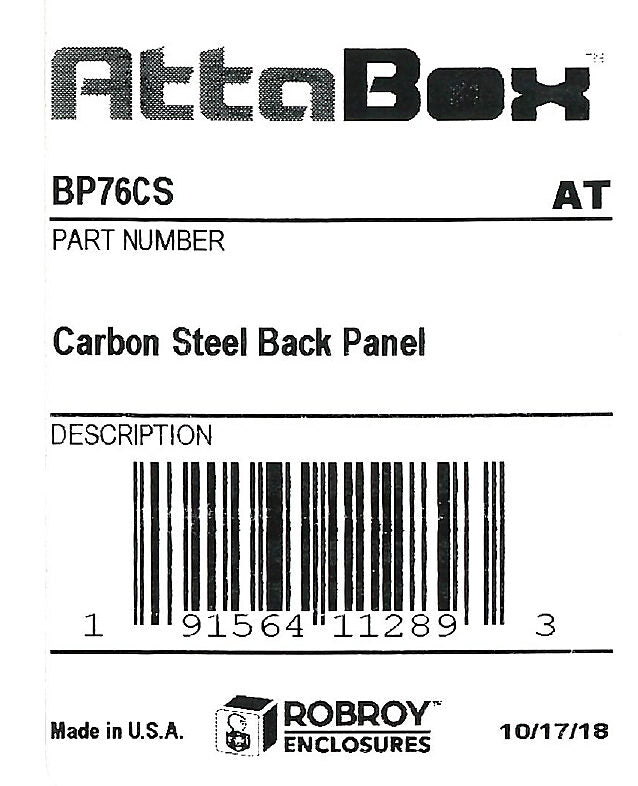 AttaBox subpanel, carbon steel, white, powder coat finish. For use with 7x6 (HxW) CO763 Commander series enclosures.-BP76CS