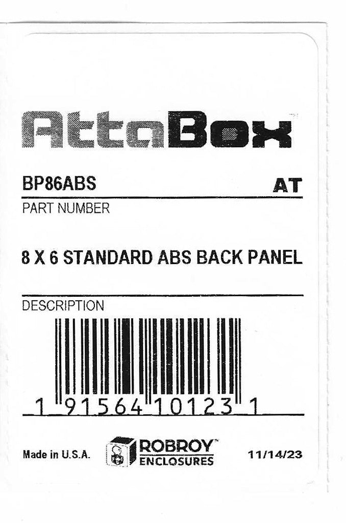 AttaBox subpanel, ABS plastic, black. For use with AHx864xxx Heartland series enclosures.-BP86ABS
