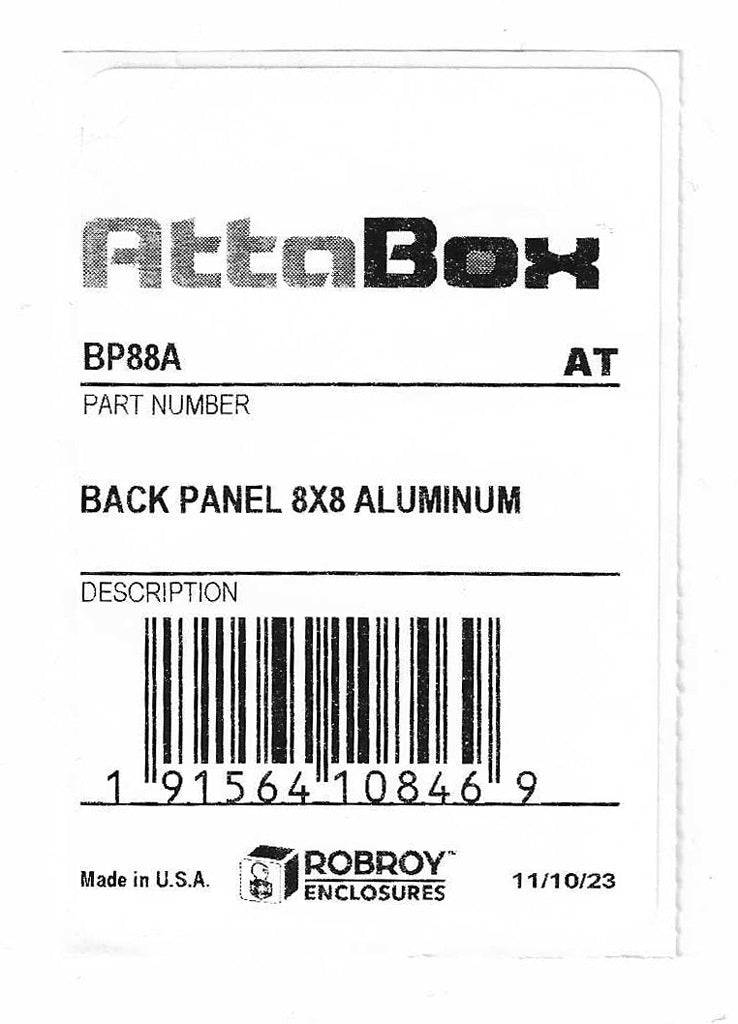 AttaBox subpanel, 3003-H14 aluminum. For use with AHx884xxx Heartland series enclosures.-BP88A