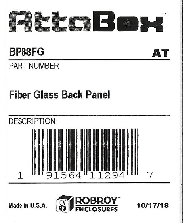 AttaBox subpanel, fiberglass, gray. For use with 8x8 (HxW) FRx80804xx Freedom series and Mx808xx MachoBox series enclosures.-BP88FG