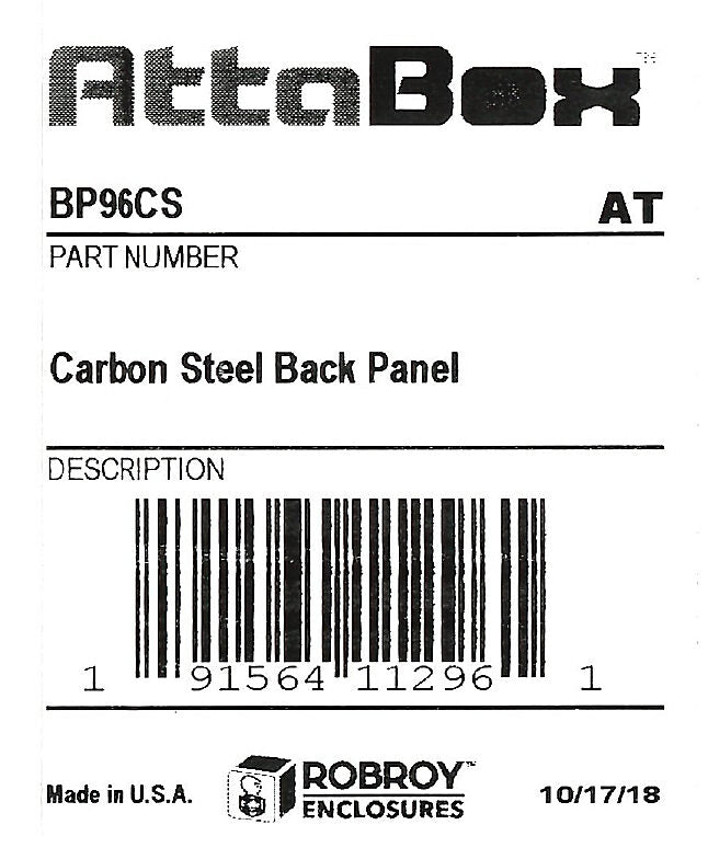 AttaBox subpanel, carbon steel, white, powder coat finish. For use with 9x6 (HxW) CO963 Commander series enclosures.-BP96CS