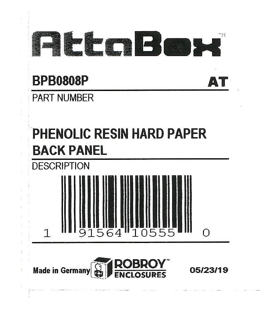 AttaBox subpanel, phenolic resin hard paper. For use with 3x3 (HxW) BB0808xxW & BBCC080805W BantamBox series enclosures.-BPB0808P