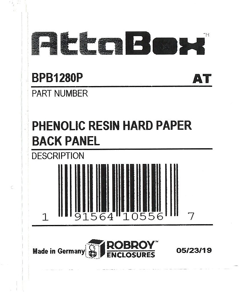 AttaBox subpanel, phenolic resin hard paper. For use with 5x3 (HxW) BB1280xxW, BBR128080W & BBCC128055W BantamBox series enclosures.-BPB1280P