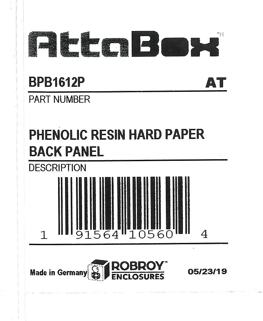 AttaBox subpanel, phenolic resin hard paper. For use with 6x5 (HxW) BB1612xxW & BBCC1612xxW BantamBox series enclosures.-BPB1612P