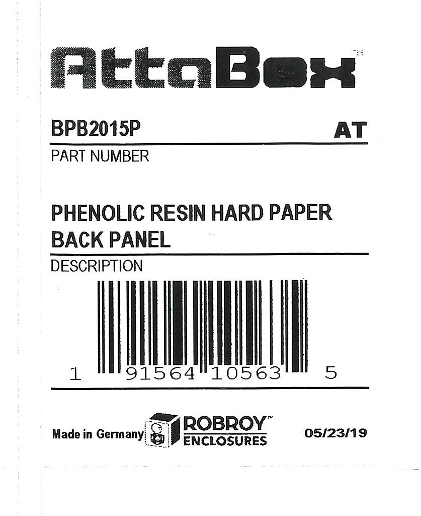 AttaBox subpanel, phenolic resin hard paper. For use with 8x6 (HxW) BB20151xW & BBCC20151xW BantamBox series enclosures.-BPB2015P