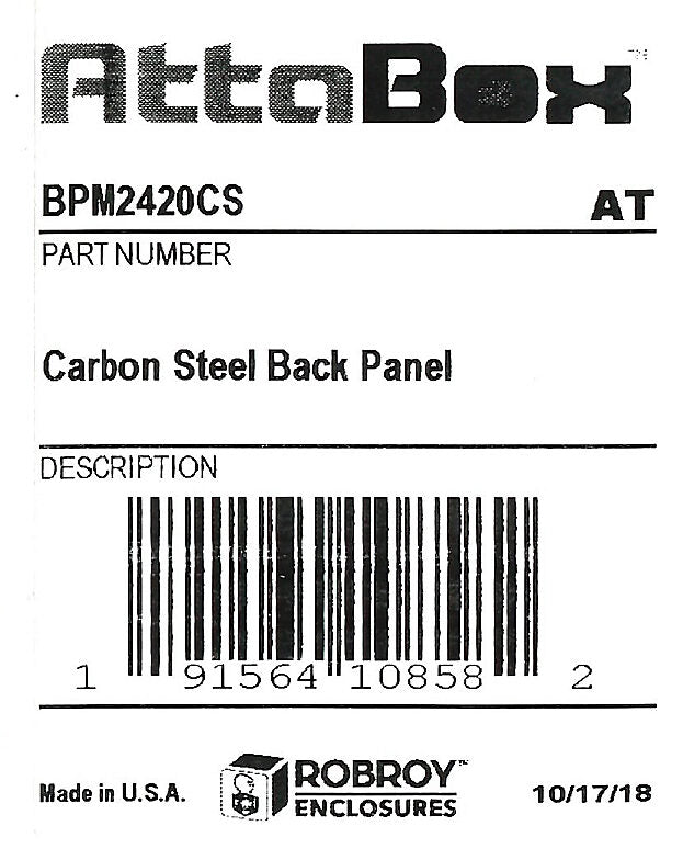 AttaBox subpanel, carbon steel, white, powder coat finish. For use with 24x20 (HxW) M2420xxx MachoBox series enclosures.-BPM2420CS