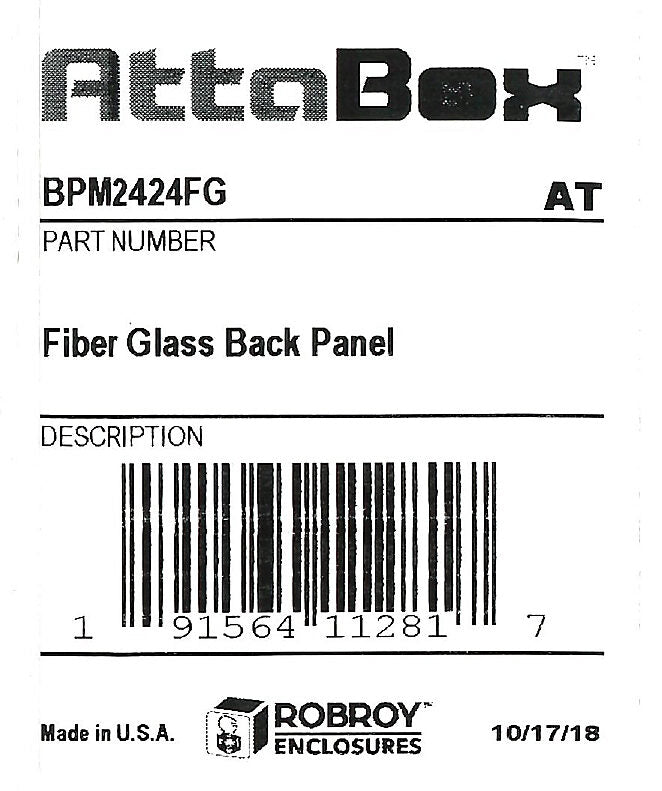 AttaBox subpanel, fiberglass, gray. For use with 24x24 (HxW) M2424xxx MachoBox series enclosures.-BPM2424FG