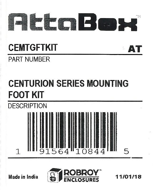 AttaBox mounting feet kit, fiberglass-reinforced plastic (FRP). For use with Centurion series FRP enclosures. Includes (4) mounting feet and mounting hardware.-CEMTGFTKIT