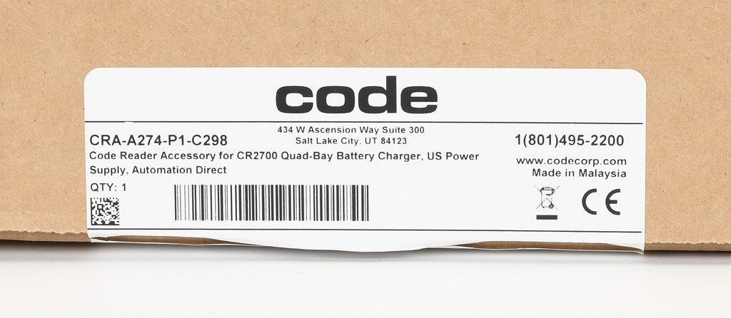 Code quad-bay battery charger, for use with Code battery CRA-B27DK-C298.-CRA-A274-P1-C298