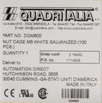 Quadritalia cage nut, M8. Package of 100.-DGM800