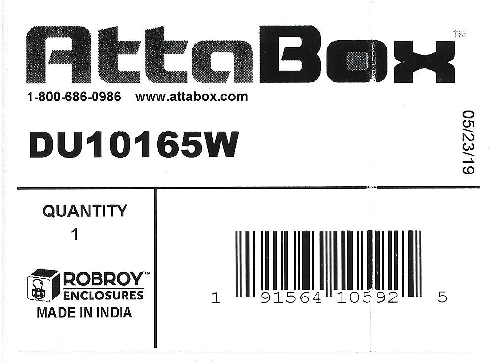 AttaBox DuraShield series enclosure, NEMA 1/3/3S/4X/6/6P/12, 400 x 250 x 121mm (HxWxD), fiberglass reinforced polyester, Pantone 428 C glacier gray, screw cover.-DU10165W