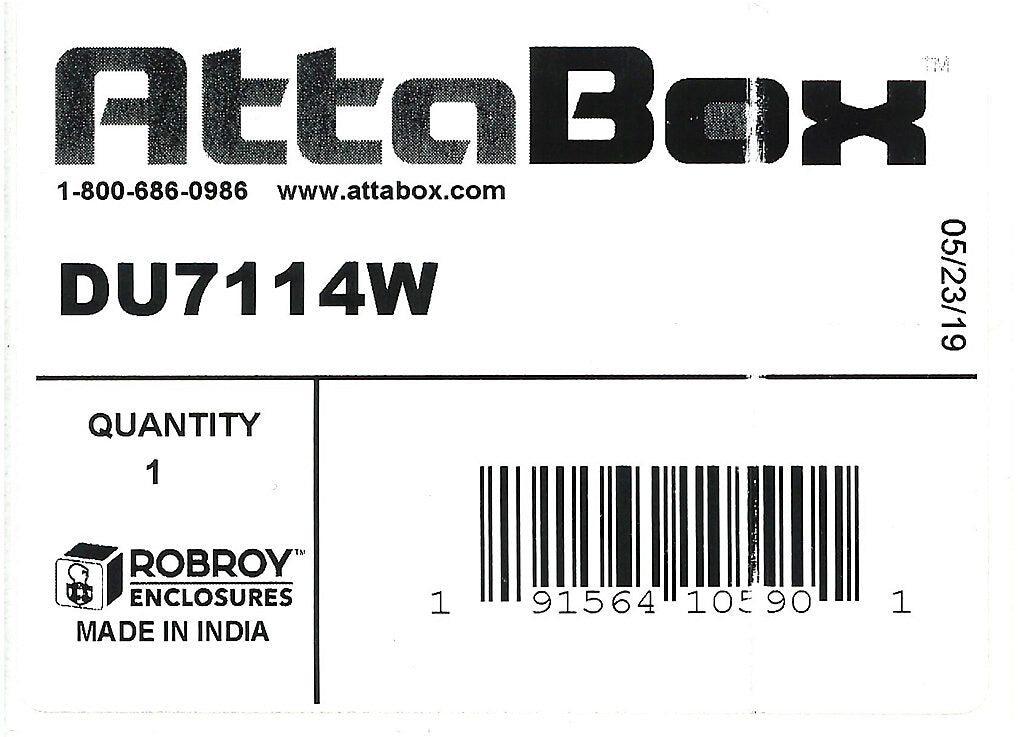 AttaBox DuraShield series enclosure, NEMA 1/3/3S/4X/6/6P/12, 160 x 260 x 91mm (HxWxD), fiberglass reinforced polyester, Pantone 428 C glacier gray, screw cover.-DU7114W