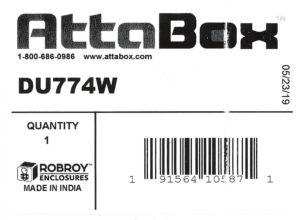AttaBox DuraShield series enclosure, NEMA 1/3/3S/4X/6/6P/12, 160 x 160 x 91mmmm (HxWxD), fiberglass reinforced polyester, Pantone 428 C glacier gray, screw cover.-DU774W