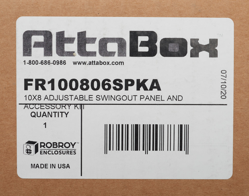 AttaBox swing panel kit, variable depth, 3003-H14 aluminum. For use with FR100806xxx, FRCC100806Hxx and FRW100806HxL Freedom series enclosures.-FR100806SPKA