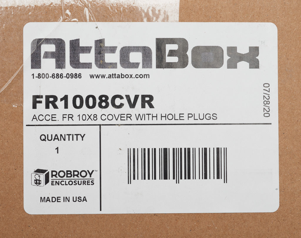 AttaBox opaque door, fiberglass reinforced polyester, Pantone 428 C glacier gray. For use with 10 x 8in (HxW) Freedom series enclosures.-FR1008CVR