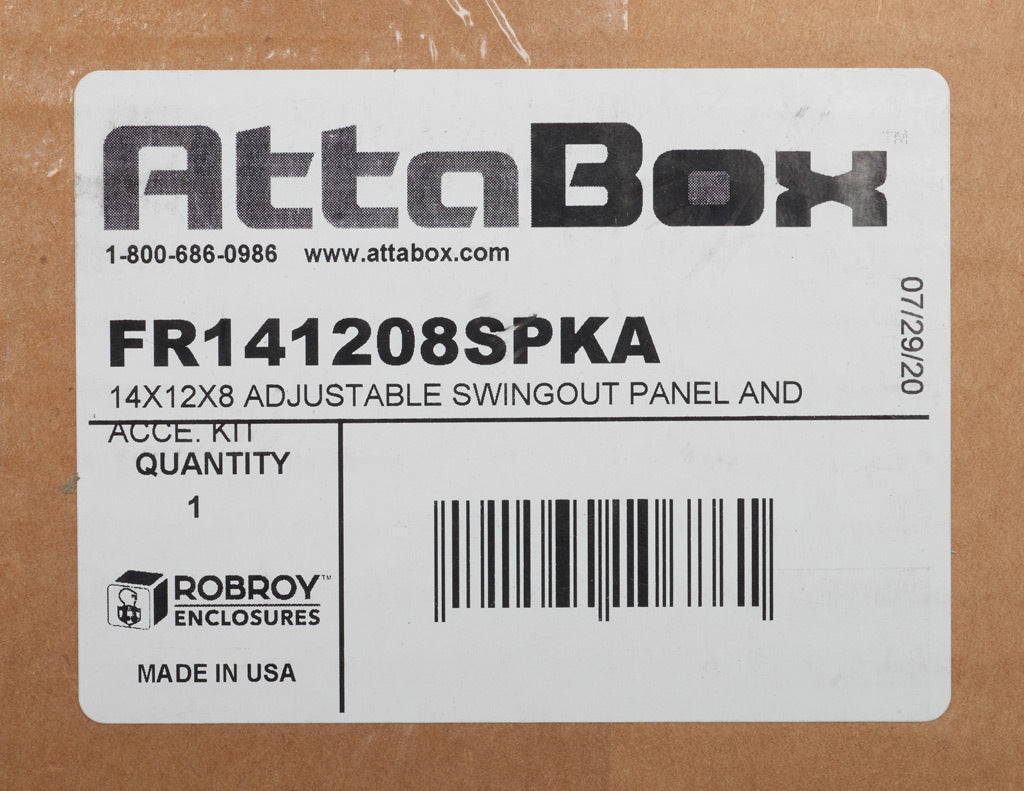 AttaBox swing panel kit, variable depth, 3003-H14 aluminum. For use with FR141208xxx, FRCC141208Hxx and FRW141208HPL Freedom series enclosures.-FR141208SPKA