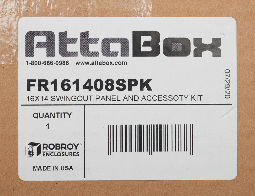 AttaBox swing panel kit, deadfront, 3003-H14 aluminum. For use with FR161408xxx, FRCC161408Hxx and FRW161408HxL Freedom series enclosures.-FR161408SPK