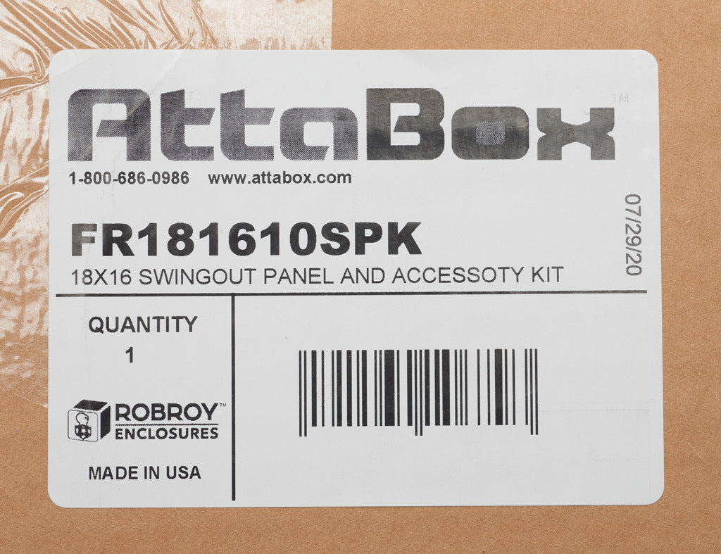 AttaBox swing panel kit, deadfront, 3003-H14 aluminum. For use with FR181610xxx and FRW181610HxL Freedom series enclosures.-FR181610SPK