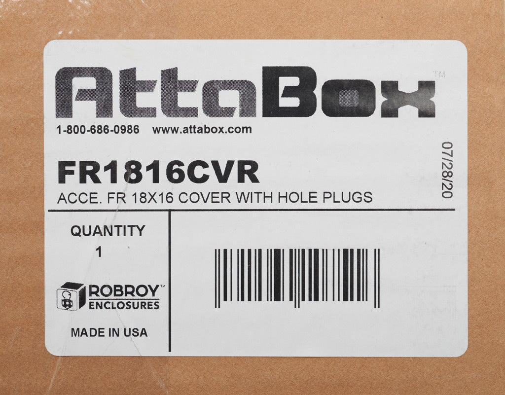 AttaBox opaque door, fiberglass reinforced polyester, Pantone 428 C glacier gray. For use with 18 x 16in (HxW) Freedom series enclosures.-FR1816CVR