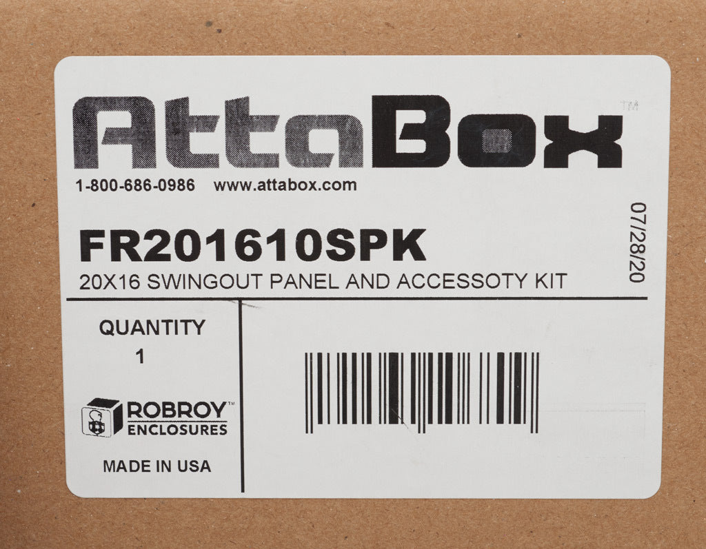 AttaBox swing panel kit, deadfront, 3003-H14 aluminum. For use with FR201610xxx and FRW201610HxL Freedom series enclosures.-FR201610SPK