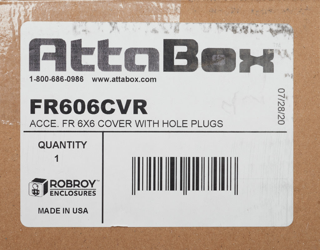 AttaBox opaque door, fiberglass reinforced polyester, Pantone 428 C glacier gray. For use with 6 x 6in (HxW) Freedom series enclosures.-FR606CVR