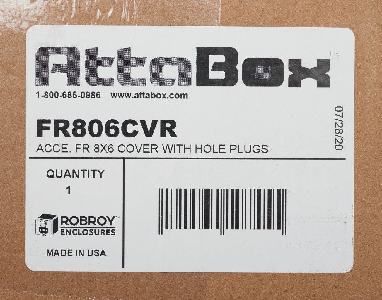 AttaBox opaque door, fiberglass reinforced polyester, Pantone 428 C glacier gray. For use with 8 x 6in (HxW) Freedom series enclosures.-FR806CVR
